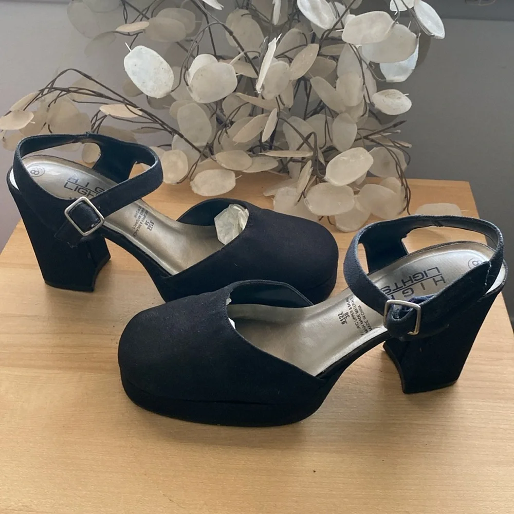 Vintage 90s Black Highlights platform ankle Mary Jane - Picture 2 of 4